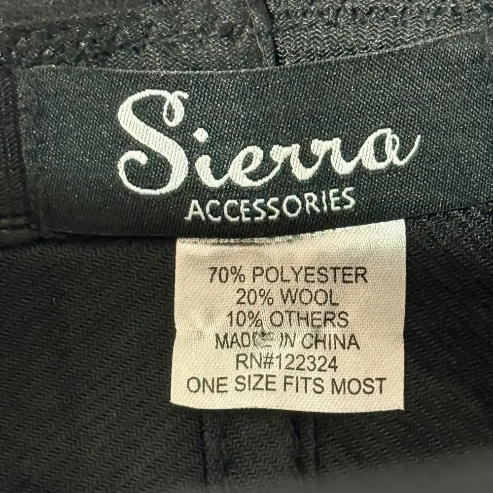 Sierra Accessories Black Wool Blend Wide Brim Floopy Hat Silver Studs OS